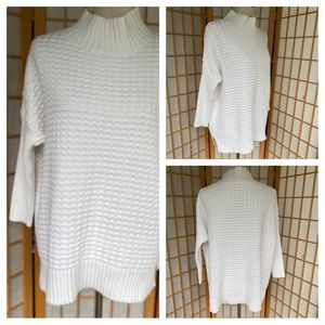 French Connection White Oversized Chunky Knit Sweater SZ M